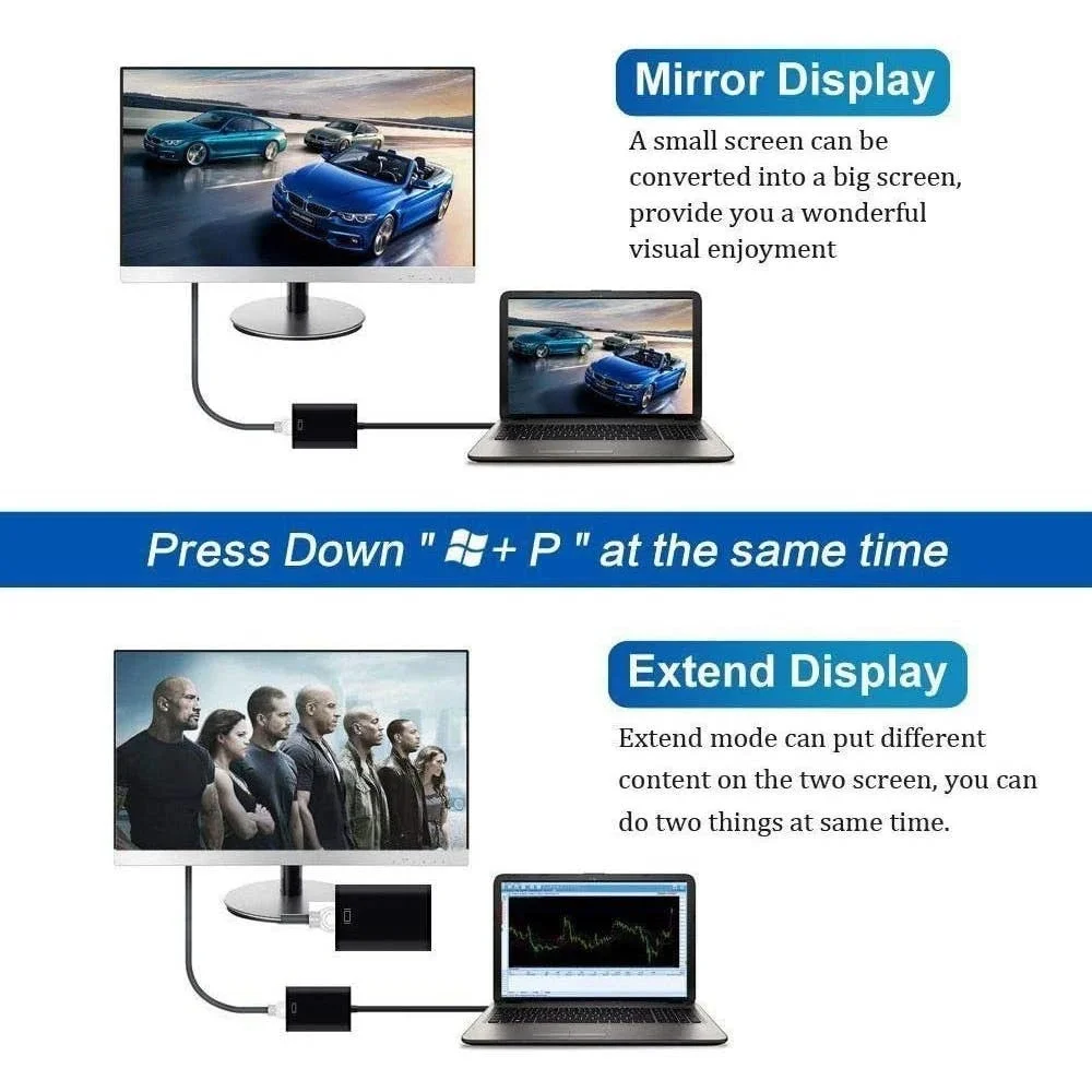 USB to HDMI Adapter, USB 3.0 to HDMI HD 1080P Video Graphics Audio Output